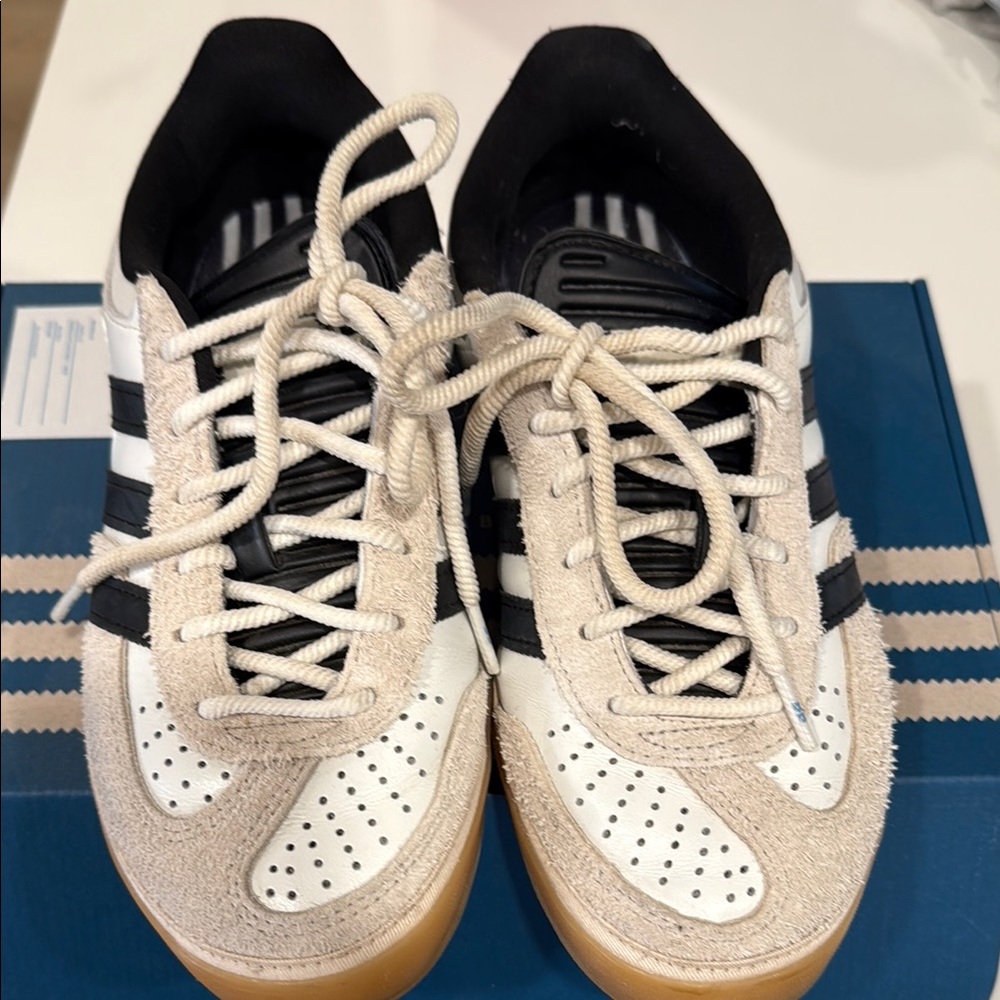 Bad bunny Adidas White and Black Sneakers with Gum Sole